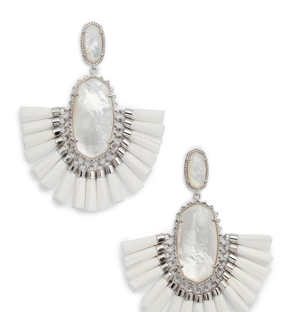 EUC Kendra Scott White & Silver Tassle Earrings